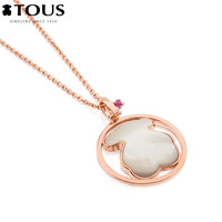 TOUS/桃丝熊银镀18k玫瑰金珍珠母花岗岩编织绳项链712164620