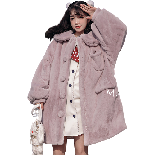 Mumu洋装 Lolita洛丽塔 女士中长款大衣 香芋色