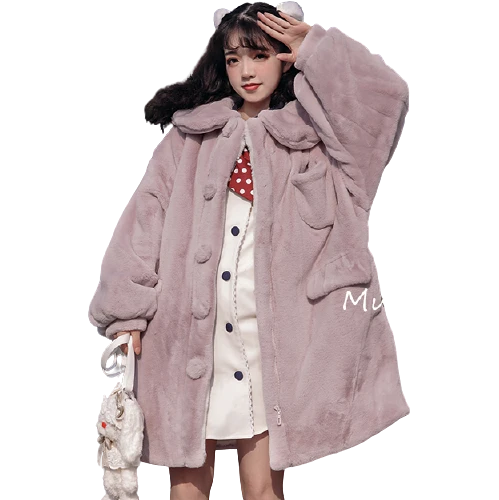 Mumu洋装 Lolita洛丽塔 女士中长款大衣 香芋色