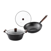 乐扣乐扣炒锅汤锅精铁不粘锅两件套（32cm炒锅+24cm汤锅）