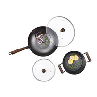 乐扣乐扣炒锅汤锅精铁不粘锅两件套