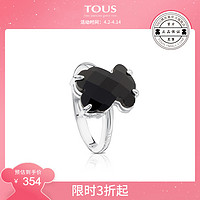 TOUS/桃丝熊925银刻面黑玛瑙戒指 女513635501