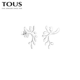 TOUS 桃丝熊 2021春夏新品Fragile Nature系列925银树叶耳钉 118653530（银色）