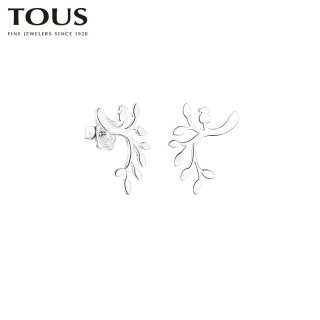 TOUS 桃丝熊 2021春夏新品Fragile Nature系列925银树叶耳钉 118653530（银色）