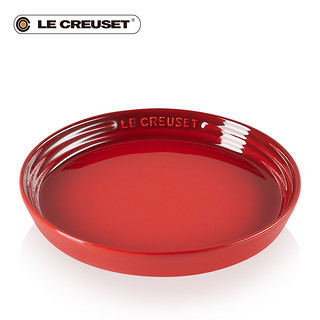 法国LE CREUSET酷彩 炻瓷圆形盘子红色17cm22cm简约家用菜盘碟子（22cm红色）