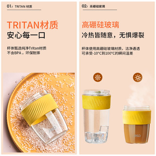 爱仕达水杯玻璃杯少女心可爱带盖吸管杯大容量便携泡茶咖啡杯子男（580ml-高硼玻璃材质）