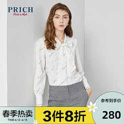 PRICH 春季系带纯色时尚衬衫女PRBAA4911M