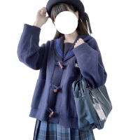 小乔酱 星陵高 JK制服 女士针织开衫 绀色 大码