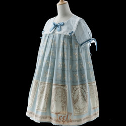 CEL洋装设计 Lolita洛丽塔 古董娃娃 女士OP有袖连衣裙 蓝色 M