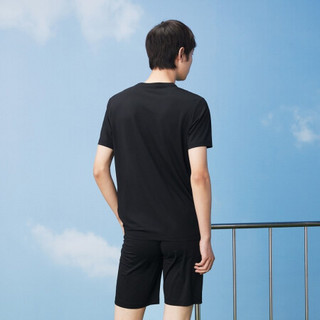 HLA海澜之家短袖T恤男2021夏季简约质感透气轻薄感短袖上衣HNTBJ2D304A黑色镶拼(W4)170/88A(48)