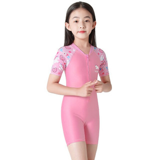 YUKE 羽克 儿童泳衣女中大童连体裙式小公主泡温泉学生女孩宝宝泳装套装（含泳帽鼻夹耳塞收纳包) 裙装 3XL