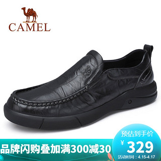 CAMEL 骆驼（CAMEL） 牛皮套脚男士休闲皮鞋 A832155840 黑色 42