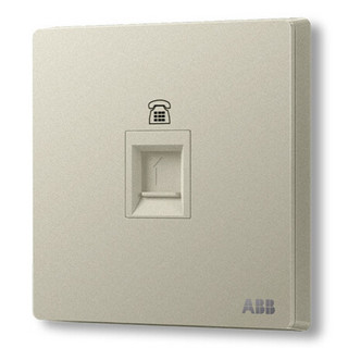 ABB开关插座面板 一位电话插座 86型单联座机电话线插座 轩致系列 银色 AF321-CS