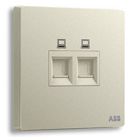 ABB开关插座面板 二位电脑 双网络插座 墙壁网络插座二位 轩致系列 银色 AF332-CS