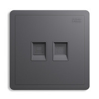 ABB开关插座面板 二位电话电脑插座 86型网线宽带座机电话线插座 明致系列 灰色 AQ323-EG