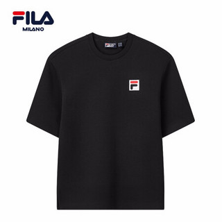 FILA 斐乐 官方男子短袖T恤 2020米兰新款简约运动时尚潮流短袖衫 正黑色-BK 165/88A/S
