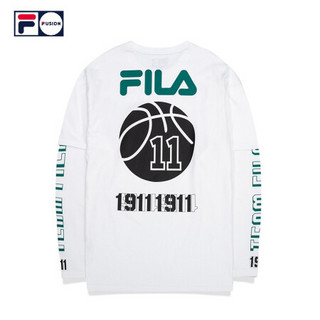 FILA FUSION 斐乐 男子T恤 2020运动新款潮流时尚宽松篮球长袖T 标准白WT（宽松版型，建议拍小一码） 160/84A/XS