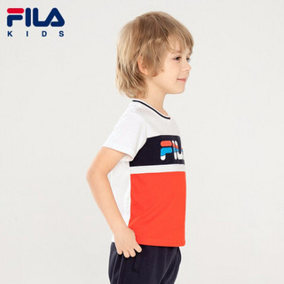 FILA KIDS 斐乐儿童男T恤纯棉2021夏儿童打底衫韩潮洋气半袖上衣 火红-RD 130