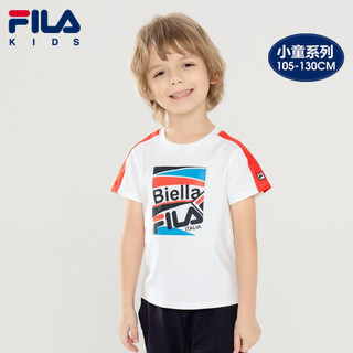 FILA KIDS斐乐儿童短袖T恤2021夏季卡通男童帅气夏装小童半袖短装 标准白-WT 105