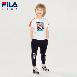 FILA KIDS斐乐儿童短袖T恤2021夏季卡通男童帅气夏装小童半袖短装 标准白-WT 110