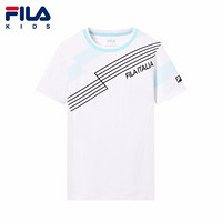 FILA KIDS 斐乐儿童短袖T恤2021年夏季新款时尚百搭圆领上衣男 玉石白-WT 150cm