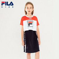 FILA KIDS斐乐儿童女童连衣裙两件套2021夏装新款儿童中大童裙子 火红-RD 150cm