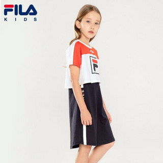 FILA KIDS斐乐儿童女童连衣裙两件套2021夏装新款儿童中大童裙子 火红-RD 165cm