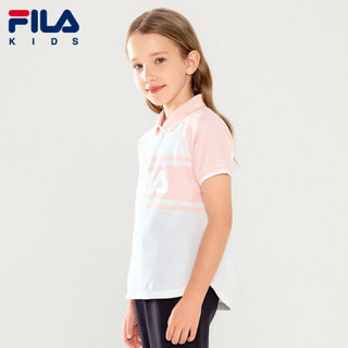 FILA KIDS 斐乐儿童女孩短袖polo2021年夏季新款可爱圆领粉色上衣 清新粉-LP 140