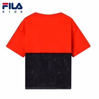 FILA KIDS 斐乐儿童女子短袖T恤2021年夏季新款女小童时尚logoT恤 火红-RD 140cm