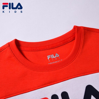 FILA KIDS 斐乐儿童女子短袖T恤2021年夏季新款女小童时尚logoT恤 火红-RD 140cm