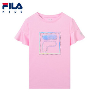 FILA KIDS 斐乐儿童短袖T恤2021夏新款中大童女可爱洋气粉色上衣 沙棘粉-LP 160cm