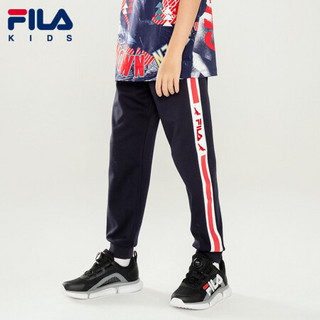 FILA KIDS斐乐儿童男孩长裤2021年夏季新款中大童童装直筒裤下装 传奇蓝-NV 150cm