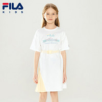 FILA KIDS斐乐儿童连衣裙2021夏季新款女童STAPLE联名潮短袖裙子 标准白-WT 140cm