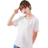 Puella 甜心怪兽联名系列 女士圆领短袖T恤 2A11380TSIP998 粉色 S