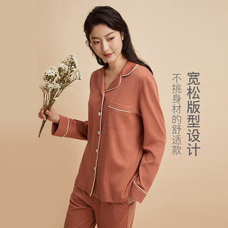 YANXUAN 网易严选 女式精梳棉针织家居服套装2.0 红木色 S