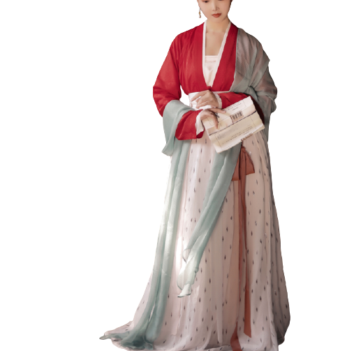 簪花阁 宋制汉服 醉花阴 女士一片式褶裙 白色 S