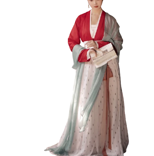 簪花阁 宋制汉服 醉花阴 女士一片式褶裙 白色 S