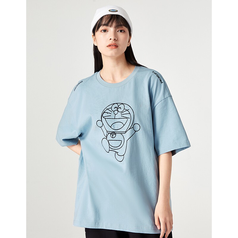 A21 哆啦A梦联名款女士T恤 F411131010 灰蓝 170/84A/M