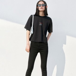 MO&Co. 摩安珂 史努比联名系列 女士短袖T恤 MBA2TEE009 黑色 XS