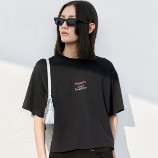 MO&Co. 摩安珂 史努比联名系列 女士短袖T恤 MBA2TEE009 黑色 XS