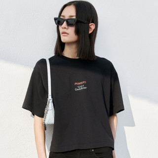 MO&Co. 摩安珂 史努比联名系列 女士短袖T恤 MBA2TEE009 黑色 L