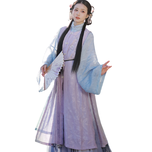 踏云馆 明制汉服 紫绾 女士圆领长比甲 S