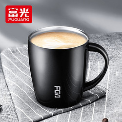 Fuguang 富光 富光保温杯 304不锈钢杯子咖啡杯 创意情侣牛奶杯大容量马克杯学生水杯 380ML黑色（DCZ198001-380）