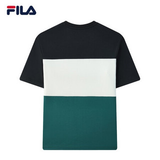 FILA x MIHARA 斐乐男士短袖T恤2021年夏季新款运动休闲圆领上衣 正黑色拼珍珠灰拼苍苔绿-BK 165/88A/S