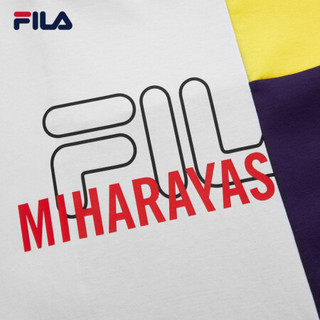 FILA x MIHARA斐乐官方 男子短袖2021夏季新款拼接宽松T恤 标准白-WT 165/88A/S