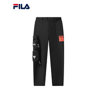 FILA x MIHARA斐乐男士梭织长裤2021夏季新款直筒裤潮流运动裤子 正黑色-BK 185/92A/XXL