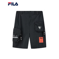 FILA×MIHARA斐乐男士梭织五分裤2021夏季新款工装口袋沙滩裤短裤 正黑色-BK 180/88A/XL