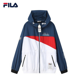 FILA × MIHARA 斐乐女士运动外套2021夏季新款联名长款皮肤衣 标准白拼绛绀蓝色-WT 160/80A/S