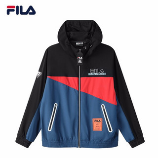 FILA × MIHARA 斐乐男士运动外套2021夏季新款联名皮肤衣 正黑色拼传奇红-BK 170/92A/M