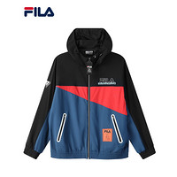 FILA × MIHARA 斐乐男士运动外套2021夏季新款联名皮肤衣 正黑色拼传奇红-BK 170/92A/M